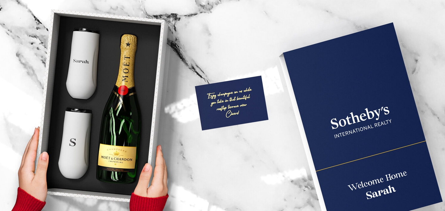 Toast to special moments with champagne and insulated flutes in a gift box.