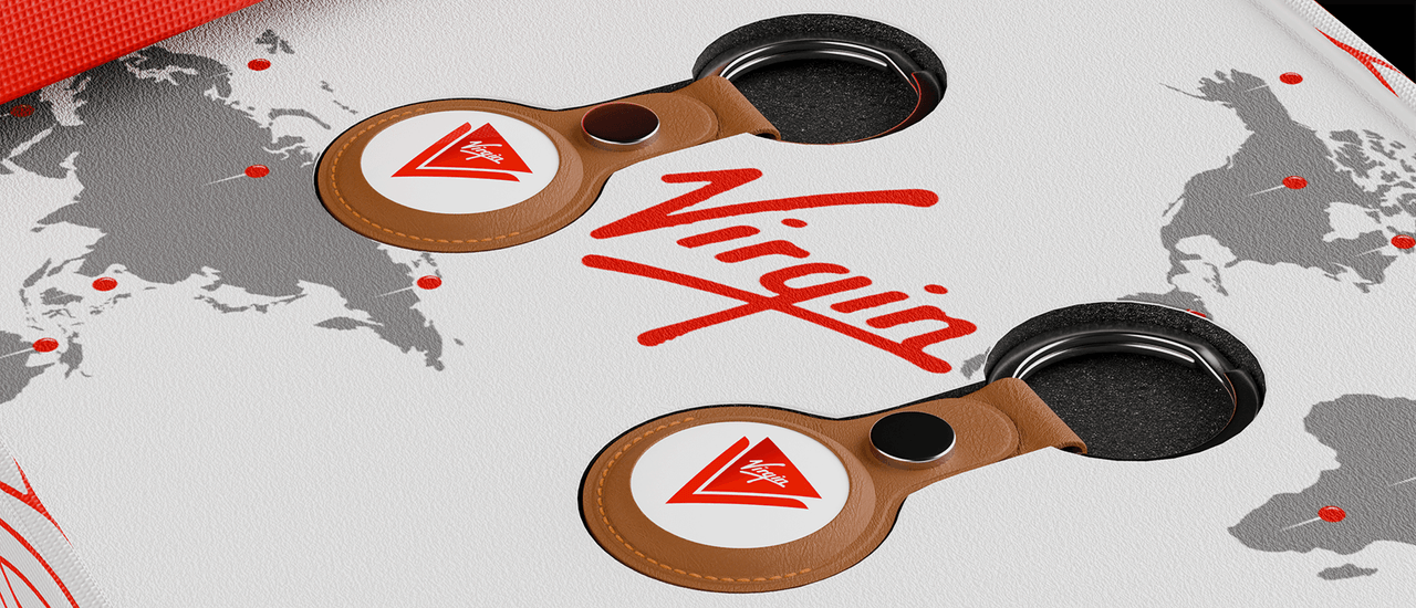 Gift set featuring a 2 pack of airtags and leather keychain airtag holder 2