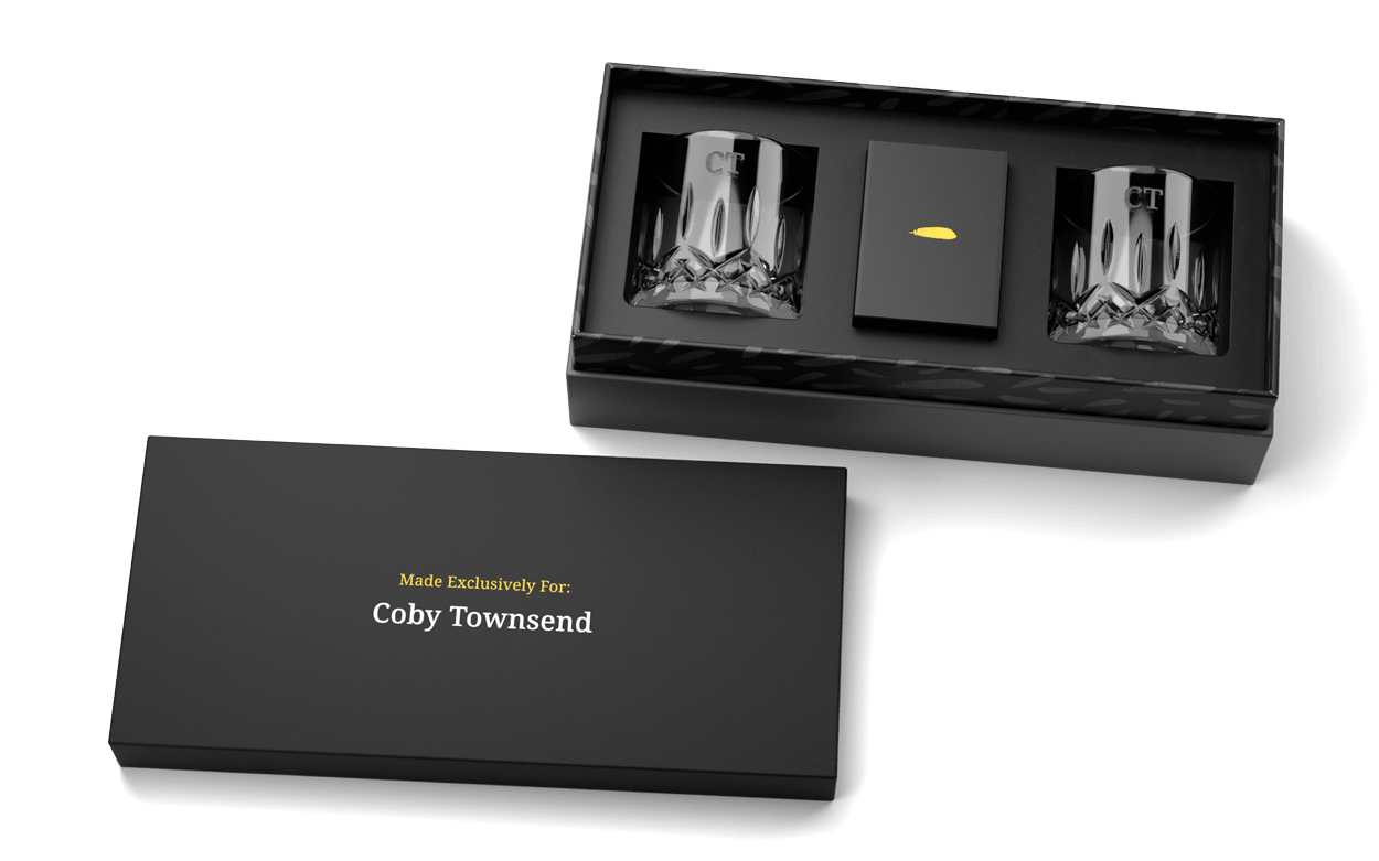 waterford crystal tumblers with custom designed playing cards